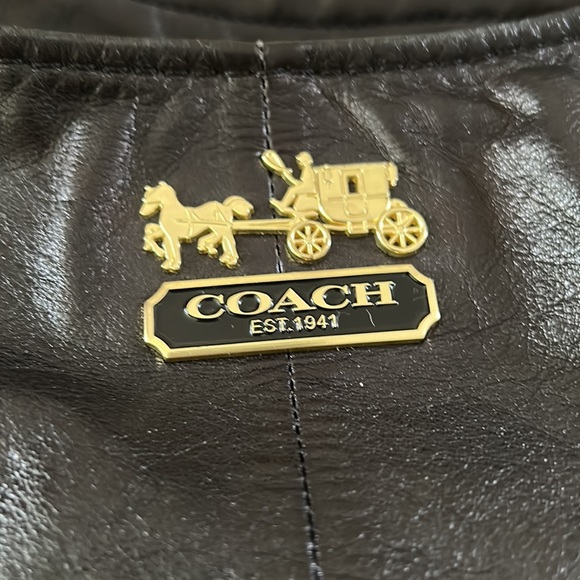 COACH black leather shoulder crossbody bag Large - Picture 2 of 16